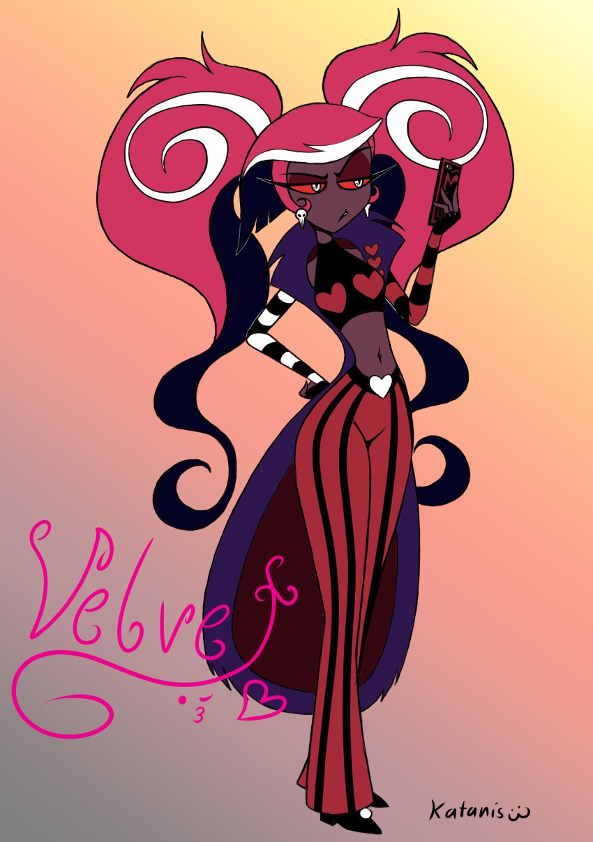 cellphone colored_sketch hazbin_hotel katanis safe simple_background velvette_(hazbin_hotel)