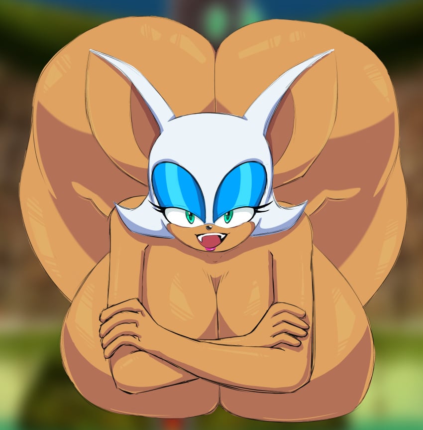 big_ass big_breasts big_butt breasts gigantic_breasts green_eyes huge_ass huge_breasts huge_butt lipstick massive_ass massive_breasts massive_butt nude nude_female rouge_the_bat rougethedaisy sega solo solo_female solo_focus sonic_(series) sonic_the_hedgehog_(series) white_fur