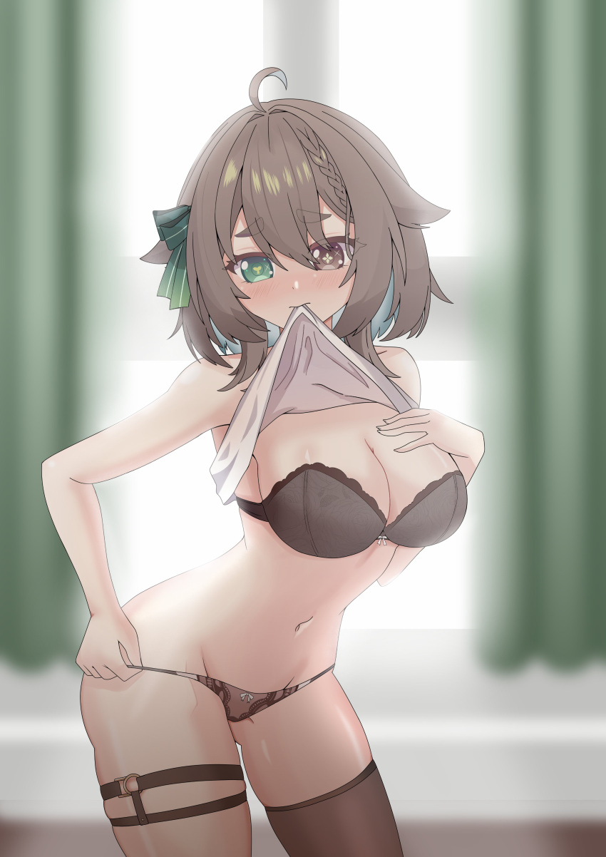 1girls 2d 2d_(artwork) belly_button big_breasts black_bra black_thong bra female female_focus female_only former_idol_corp_member front_view grey_hair heterochromia high_resolution highres hourglass_figure idol_corp idol_es indoors latam_virtual_youtuber light-skinned_female light_skin looking_at_viewer meica navel short_hair slim_girl solo solo_female solo_focus standing thong underwear virtual_youtuber vtuber young younger_female