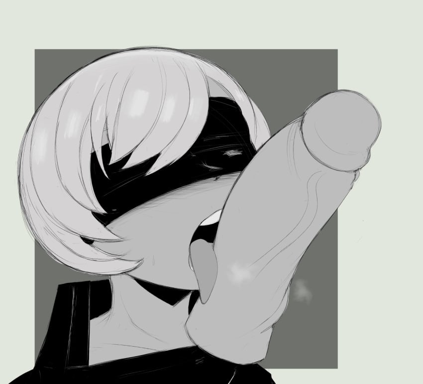 2boys android artist_request licking_penis male_only nier:_automata penis yaoi yorha_9s