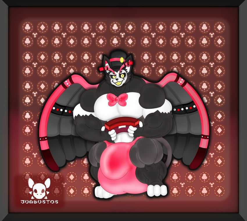 abs absurd_res anthro balls big_balls bulge cat_demon clothing demon domestic_cat felid feline felis genitals hazbin_hotel hi_res huge_balls husk husk_(hazbin_hotel) hyper hyper_balls hyper_genitalia jdbo-arts male male/male mammal muscular pecs penis smile solo tail underwear