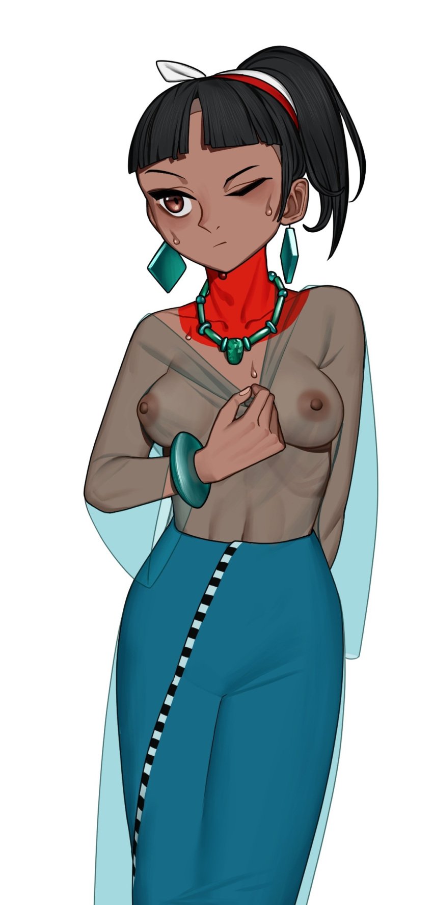 1girls breasts dark-skinned_female dark_skin female green_eyes mayan mayan_mythology native native_american native_american_female nipples pyramid shield topless topless_female tribal weapon