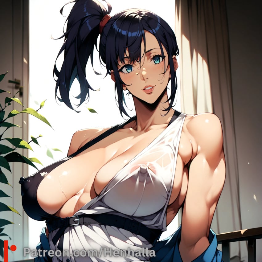 1girls ai_generated anime anime_girl big_breasts breasts dress henhalla palpable solo solo_female sung_jin-ah young younger_female