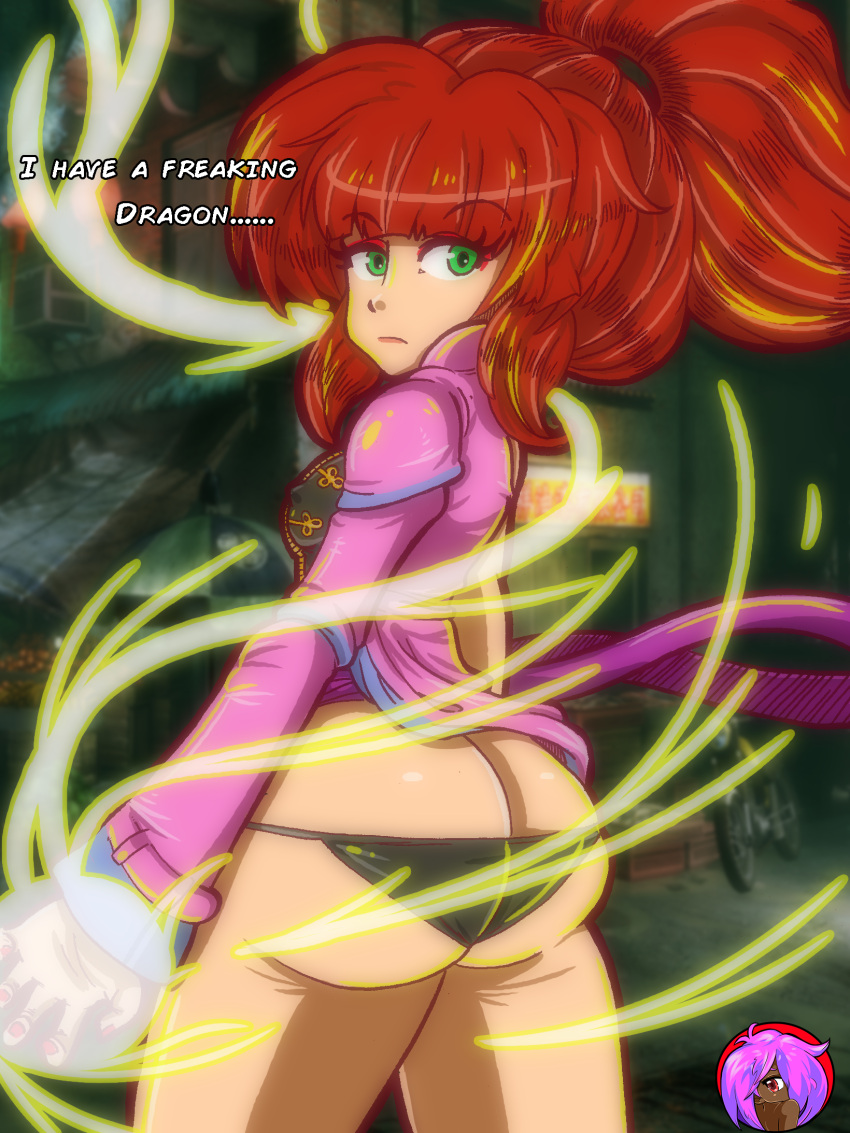 1girls artist_request ass breasts female female_focus female_only green_eyes killer_instinct kim_wu_(killer_instinct) panties pink_clothing pixiv rareware red_hair xbox_game_studios