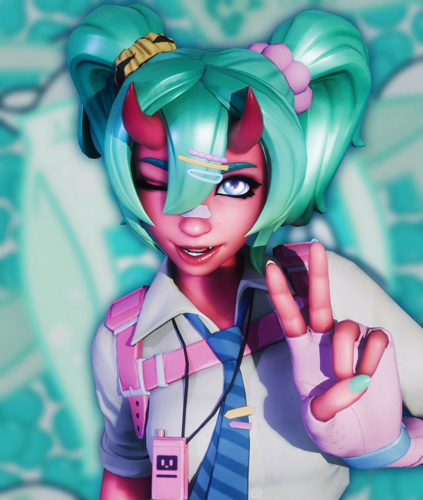 3d fortnite green_eyes nemia_(fortnite) non-nude red_body