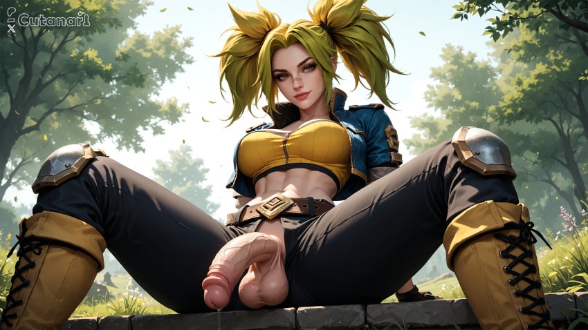 1futa abs ai_generated balls big_balls big_breasts breasts curvy cutanari dickgirl futa_only futanari league_of_legends looking_at_viewer nipples nsfw nude penis perfect_body ready_to_fuck small_waist smile solo tan_skin testicles zeri_(league_of_legends)