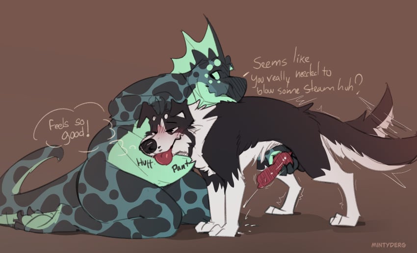 absurd_res all_fours anatomically_correct anatomically_correct_feral anatomically_correct_genitalia anatomically_correct_penis animal_genitalia animal_penis anthro anthro_on_feral bodily_fluids border_collie canid canine canine_genitalia canine_penis canis chess_(mintyderg) collie cum domestic_dog dragon duo ejaculation feral floppy_ears genital_fluids genitals handjob herding_dog hi_res knot looking_pleasured male male/male mammal masturbation mint_(deessel) mintyderg mythological_creature mythological_scalie mythology pastoral_dog penile penis scalie sex sheepdog slightly_chubby tail tail_motion tailwag zoophilia