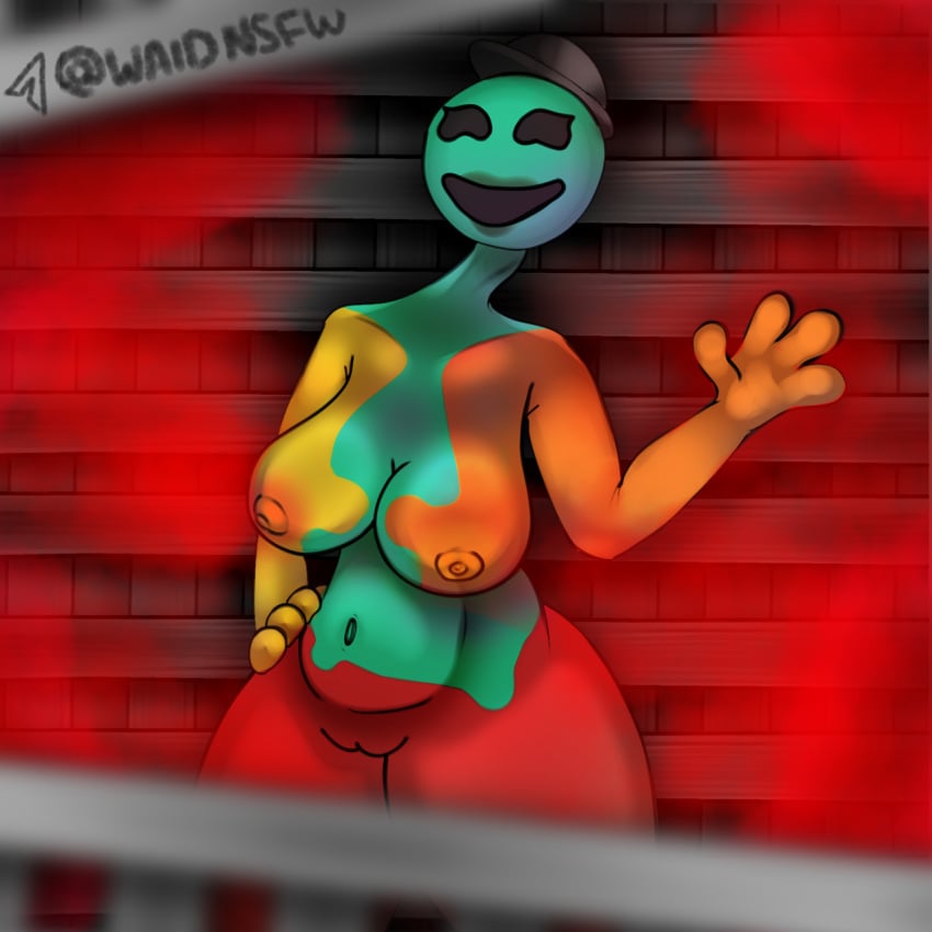 big_ass_(female) big_breasts big_butt coloured_flesh dark doey_the_doughman doey_the_doughwoman dough female female_only friendly hat looking_at_viewer multicolored_body nipples nipples_outside poppy_playtime poppy_playtime_(chapter_4) r63 red_smoke rule_63 smiling solo solo_female solo_focus waid waving waving_at_viewer