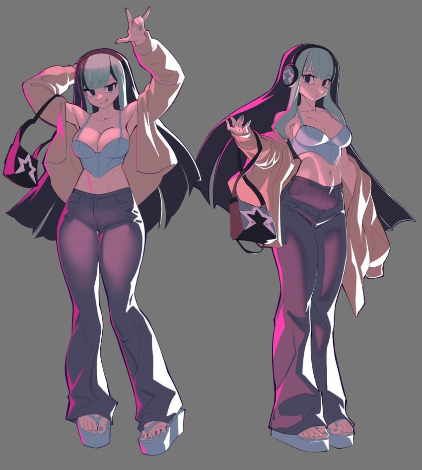 big_ass big_breasts big_butt big_thighs big_titties clothing curvaceous curvaceous_female curvaceous_figure curvy curvy_figure curvy_hips exnezo female female_focus female_only green_hair long_hair looking_at_viewer original original_character