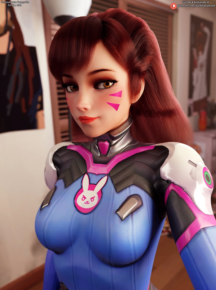 3d 3d_(artwork) cute d.va darkbahamuth female overwatch pinup sfw teenage_girl teenager young