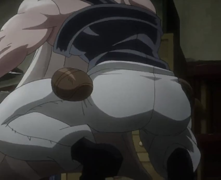 big_ass big_butt david_productions god_damn help jean_pierre_polnareff jojo's_bizarre_adventure screencap screenshot squatting stardust_crusaders white_pants