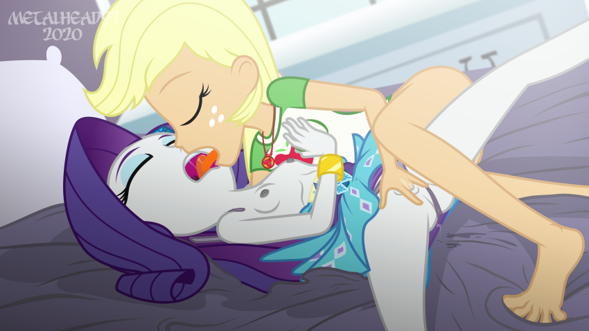 2girls applejack_(eg) applejack_(mlp) breasts equestria_girls feet fingering fingering_pussy french_kiss french_kissing friendship_is_magic kissing metalhead97 my_little_pony nipples purple_hair pussy rarijack rarity_(eg) rarity_(mlp) tongue tongue_kiss white_skin yuri