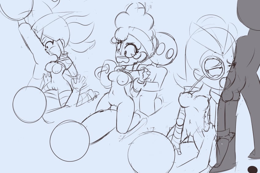 3girls 6boys belle_(brawl_stars) blowjob brawl_stars breasts commission cowgirl_position double_penetration group maisie_(brawl_stars) multiple_boys papersketch pussy shelly_(brawl_stars) sketch tagme threesome