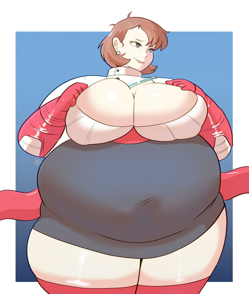 1girls bbw belly big_belly big_breasts breasts breasts_bigger_than_head earrings female mochiistar obese obese_female persona persona_3 thick_thighs thighs toriumi_isako