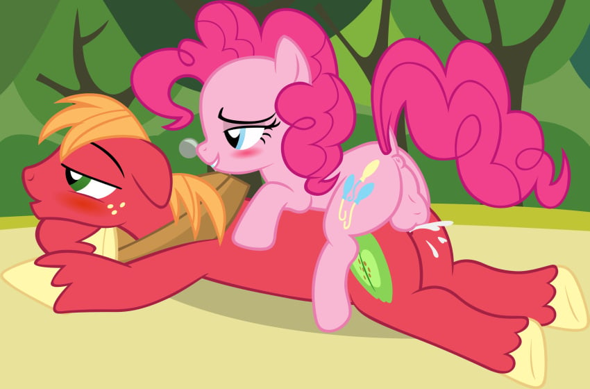 1boy 1futa anal anal_sex badumsquish big_macintosh_(mlp) cum dickgirl friendship_is_magic furry futa_on_male futanari intersex my_little_pony penetration pinkie_pie_(mlp) straight_hair