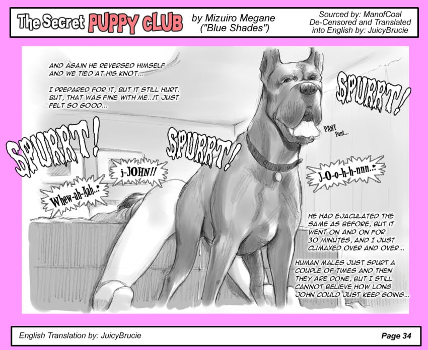 ass_to_ass bed bestiality bottomless canid canine canine_on_human canine_penis collar comic dog domestic_dog dripping english_text female female_human female_human/male_feral great_dane greyscale heart hetero human kneeling knot knotting male male/female male_canine mammal mizuiro_megane monochrome orgasm panting pink_borders plain_background sex sketch text translated vaginal_knotting vaginal_penetration white_background zoophilia