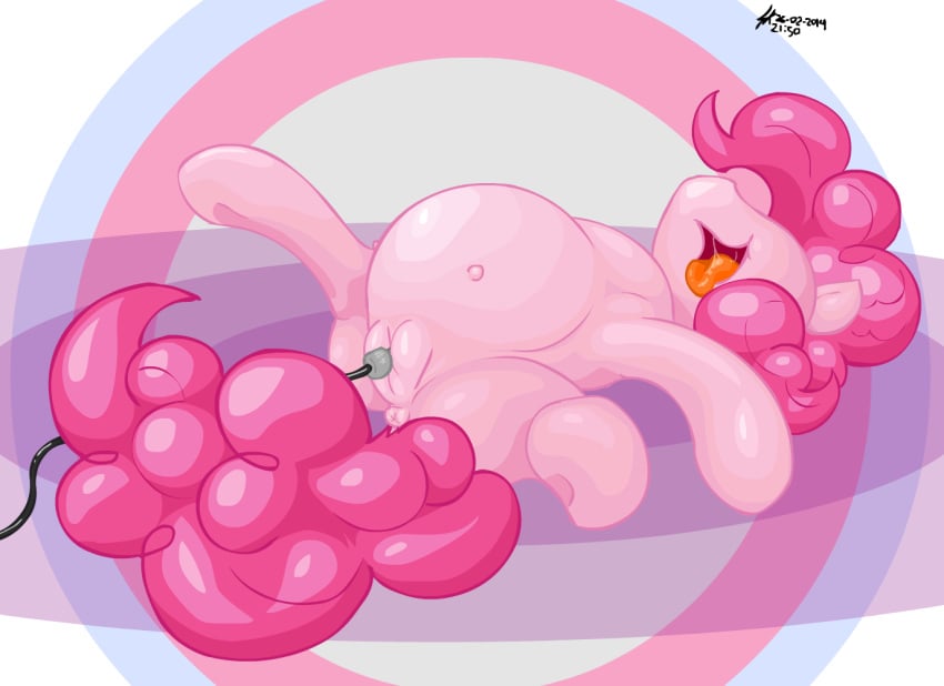 2014 anus big_belly crotchboobs equine female feral friendship_is_magic fur hair horse inflation lying mammal my_little_pony on_back open_mouth pink_fur pink_hair pinkie_pie_(mlp) pussy saliva shinekolt solo spread_legs spreading tiny_crotchboobs tongue tongue_out