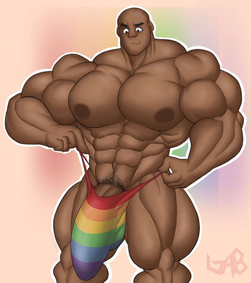 abs bald biceps bulge flaccid gab_art gay huge_muscles human hyper hyper_balls hyper_penis hyper_testicles male male_focus male_only muscle muscles muscular muscular_arms muscular_back muscular_legs muscular_male muscular_thighs nipples pecs pride_2021 pride_colors pubic_hair rainbow solo solo_male thong veins veiny_penis