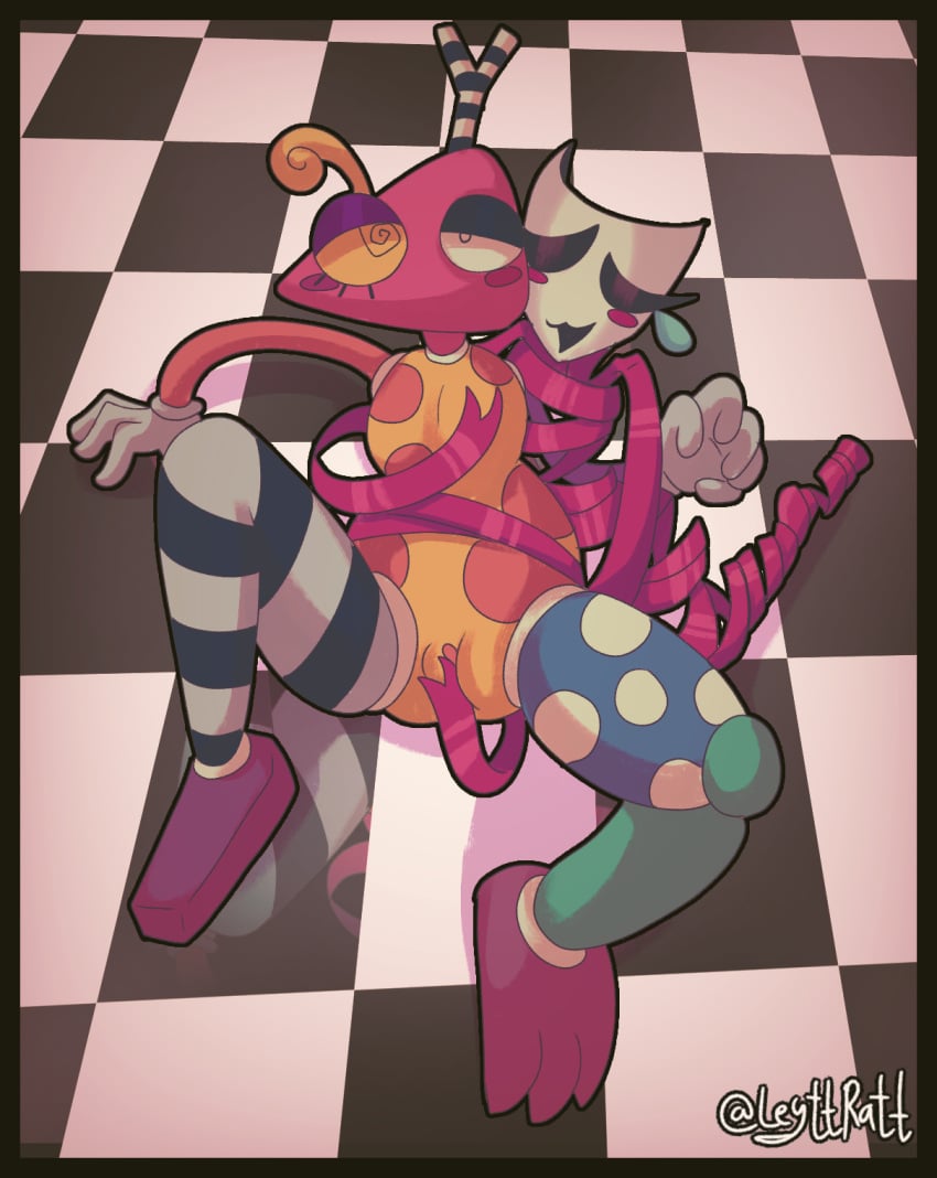 abstragedy canon_couple couple gangle_(the_amazing_digital_circus) lesbian leyttkatt leyttratt non-binary non_binary nonbinary tadc the_amazing_digital_circus yuri zooble_(the_amazing_digital_circus)