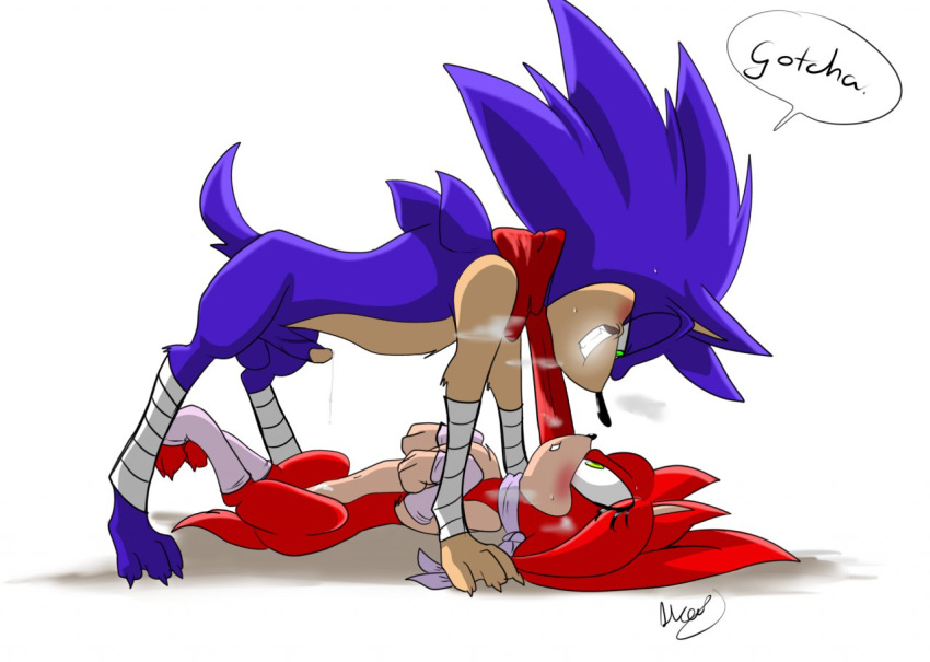 2014 3_fingers 3_toes akaidalia all_fours balls bandage barefoot breath claws cum cum_string english_text erection female footwear green_eyes half-closed_eyes happy hedgehog hi_res long_nose male navel nude orgasm original_character penis quills sega sharp_teeth smile sonic_(series) sonic_boom sonic_the_hedgehog stockings straight teeth text toe_claws under vein veiny_penis video_games