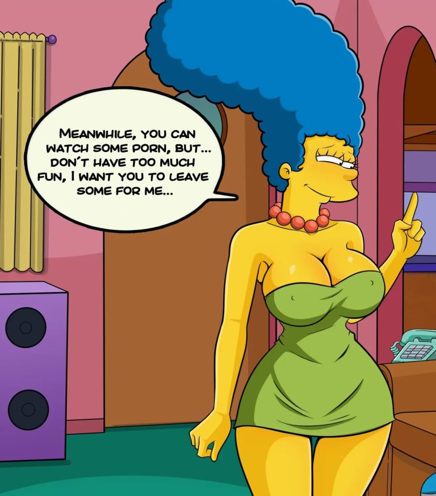 big_ass big_breasts blue_hair croc_(artist) marge_simpson milf the_simpsons yellow_skin