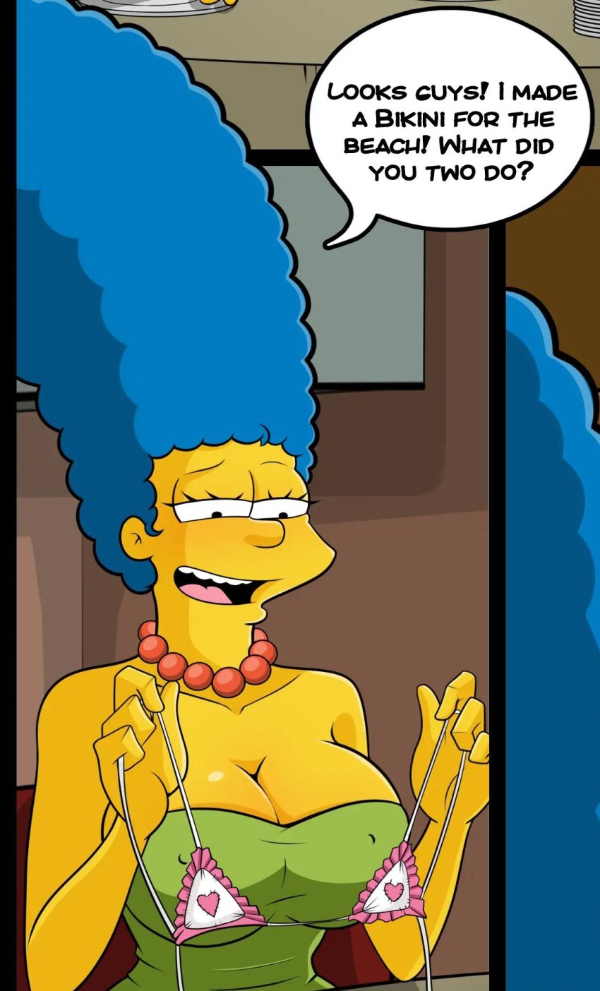 big_ass big_breasts blue_hair croc_(artist) hair_blue marge_simpson milf the_simpsons yellow_skin