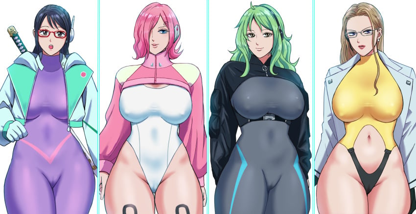 artist_request big_breasts cameltoe egghead female female_only kalifa monet_(one_piece) nipples_visible_through_clothing one_piece sexy_outfit tashigi vinsmoke_reiju