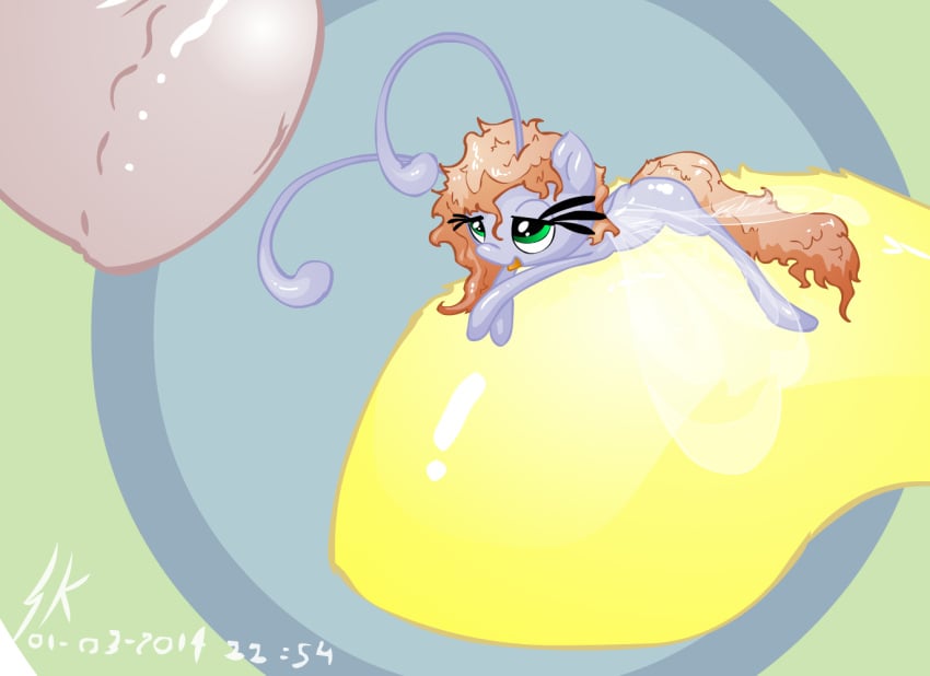 2014 antennae breezie_(mlp) cum equine fairy female friendship_is_magic fur green_eyes half-closed_eyes hooves horse lying male mammal micro my_little_pony on_front penis pony shinekolt size_difference straight yellow_fur