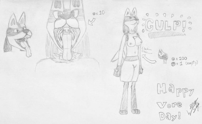 2024 absurd_res anthro breasts camel_toe canid canine digitigrade english_text female generation_4_pokemon genitals graphite_(artwork) gulp_(sound_effect) hi_res holidays internal just_w lucario mammal marbles_(toy) monochrome mouth_shot navel neck_tuft nintendo nipples nude number object_in_stomach object_in_throat object_ingestion object_vore onomatopoeia open_mouth oral_vore organs paws pencil_(artwork) pokeball pokemon pokemon_(species) pussy signature solo solo_focus sound_effects spikes spikes_(anatomy) standing stomach swallowing swallowing_pokeball tail teeth teeth_showing text tongue tongue_out traditional_media_(artwork) tuft uvula vore vore_day