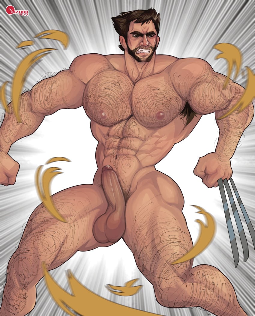 abs bara big_pecs d-prime248 deadpool_&_wolverine_(2024) gay hairy_chest hairy_male james_howlett male male_focus male_only marvel marvel_cinematic_universe marvel_comics muscular muscular_male muscular_thighs nipples pecs pectorals penis solo solo_male wolverine_(x-men) x-men yozorac1