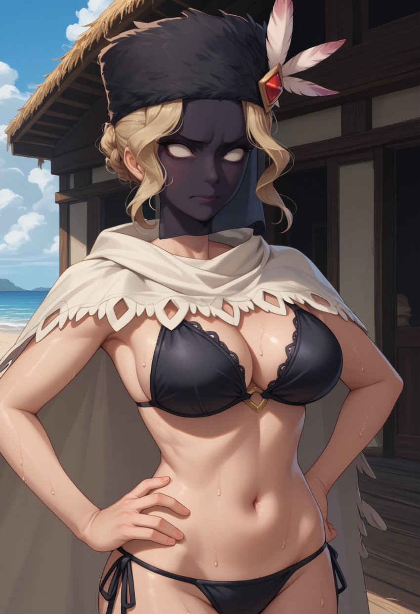 ai_generated bikini black_dahlia civitai female human justtnp looking_at_viewer skullgirls video_games