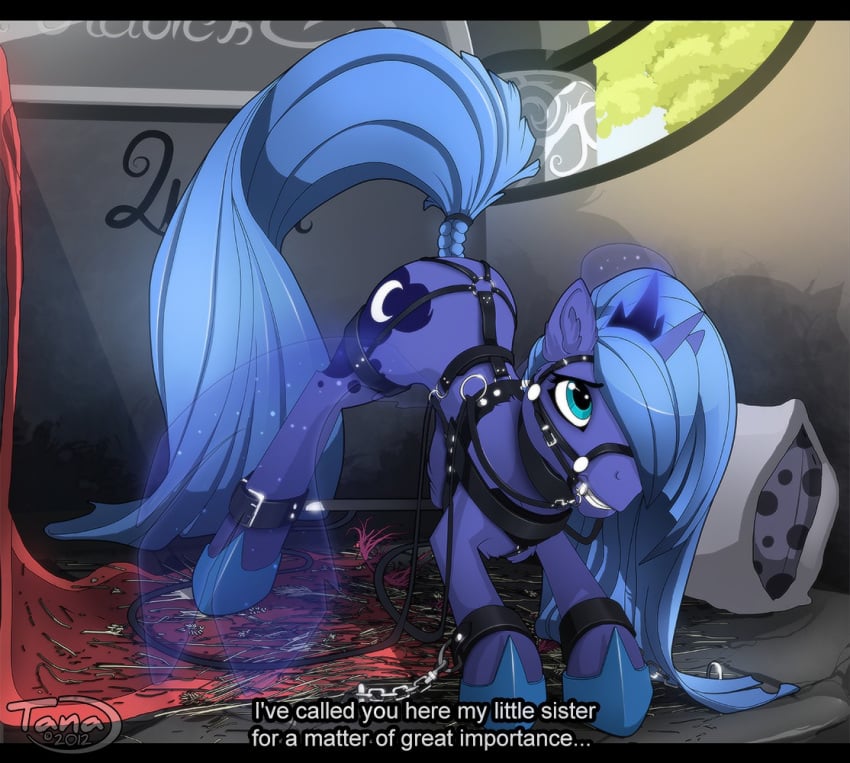 alicorn aura bondage bound equine female friendship_is_magic gag harness horn mammal my_little_pony princess_luna_(mlp) tanathy wings