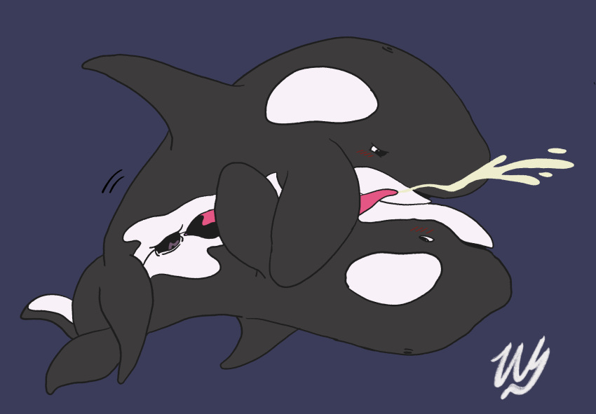 anal anal_sex animal_genitalia animal_penis blush bodily_fluids cetacean cetacean_genitalia cetacean_penis cum digital_drawing_(artwork) digital_media_(artwork) dolphin dorsal_fin duo erection eye_roll feral fin genital_fluids genitals hi_res looking_at_another looking_pleasured male male/male male_penetrated male_penetrating male_penetrating_male mammal marine multicolored_body oceanic_dolphin orca orgasm penetration penile penis sex signature simple_background tail tapering_penis toothed_whale two_tone_body whale wyrmling_(artist)