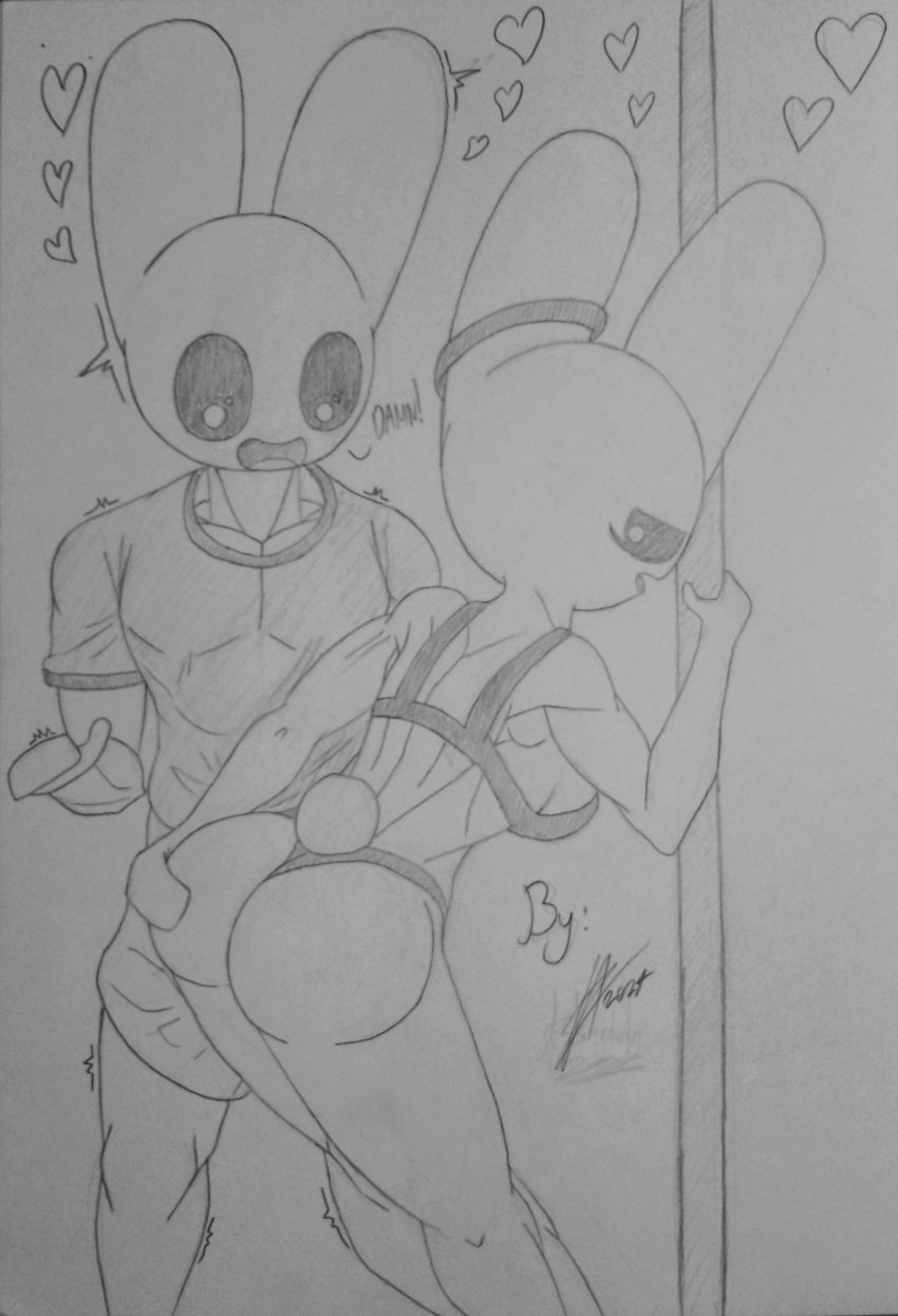 anthro bunny_maloney bunny_maloney_(character) candy_bunny furry pole pole_dancing rabbit rabbit_boy rabbit_girl sketch tagme