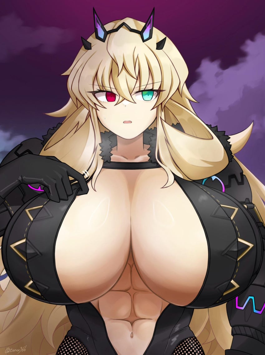 1girls barghest_(gawain)_(fate) blonde_hair bodysuit fate/grand_order fate_(series) heterochromia huge_breasts moyashi_(tenor366) tagme