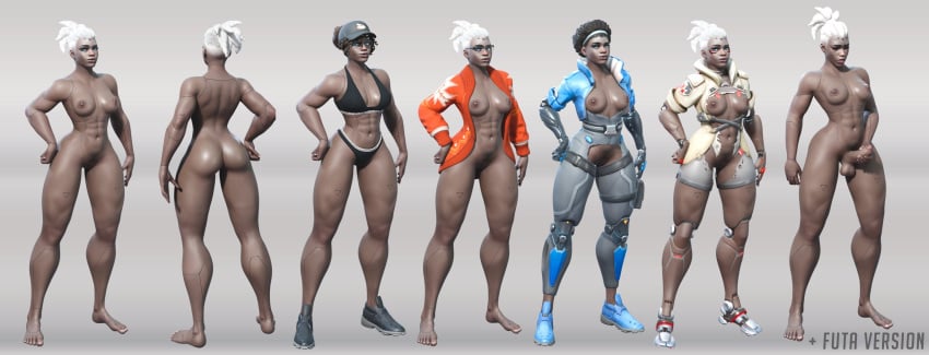 1girls 3d absurd_res african african_female ass ass_focus black_hair blender blender_(software) blender_eevee dark-skinned_female dzooworks female female_focus futanari gilf grey_hair highres muscular_female overwatch overwatch_2 partially_clothed sojourn_(overwatch) standing thick_ass thick_thighs video_games vivian_chase