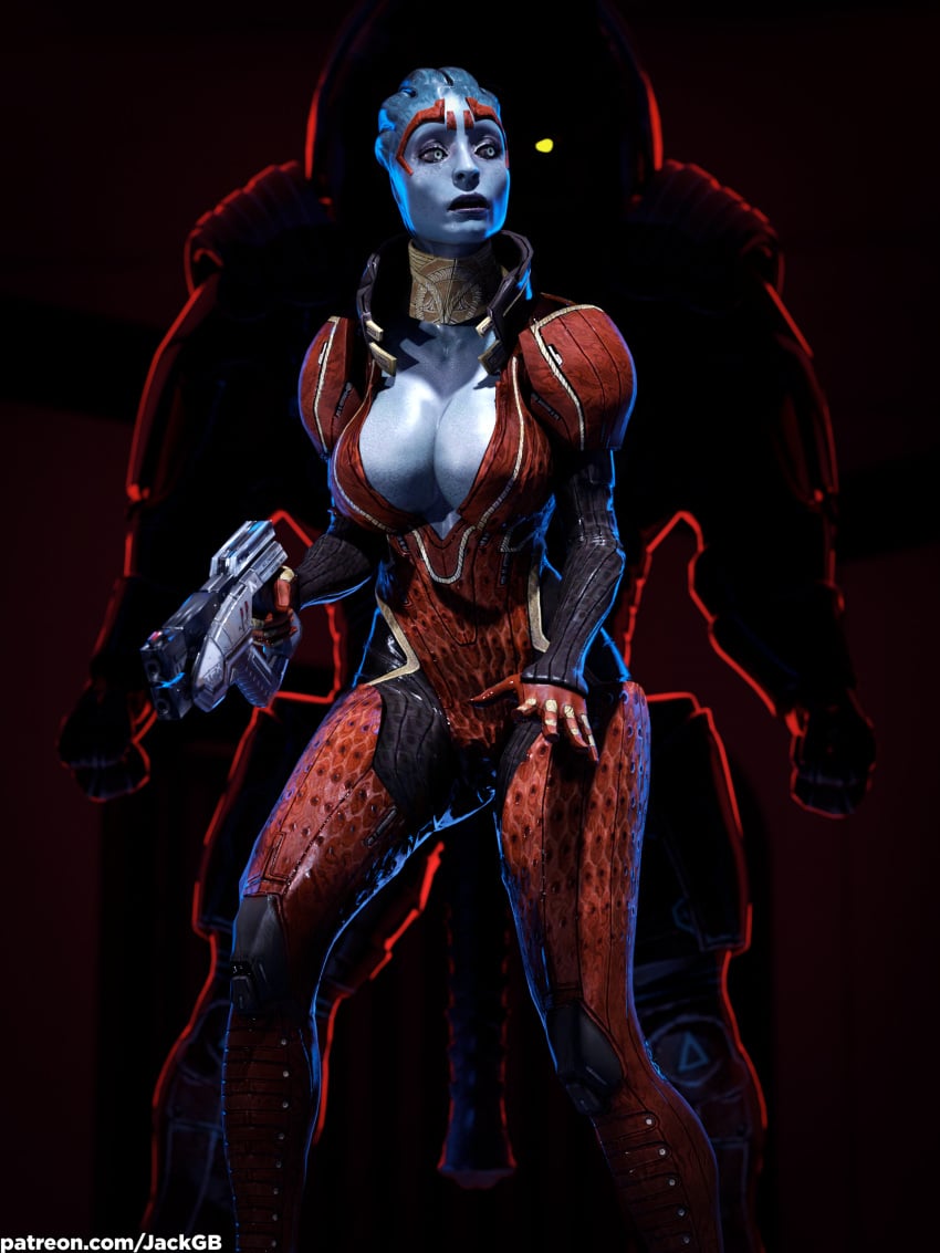 1boy 1girls 3d alien_girl alien_humanoid alien_male asari athletic_female before_sex big_breasts big_male blue-skinned_female blue_eyes breasts catsuit cleavage clothed covered_nipples darkness daz3d daz_studio female giant_penis hips indoors jackgb krogan lips mass_effect mature_female milf open_mouth parody penis pistol samara sci-fi seductive shiny_skin size_difference standing straight suprised suprised_look tagme tall_male thighs waist