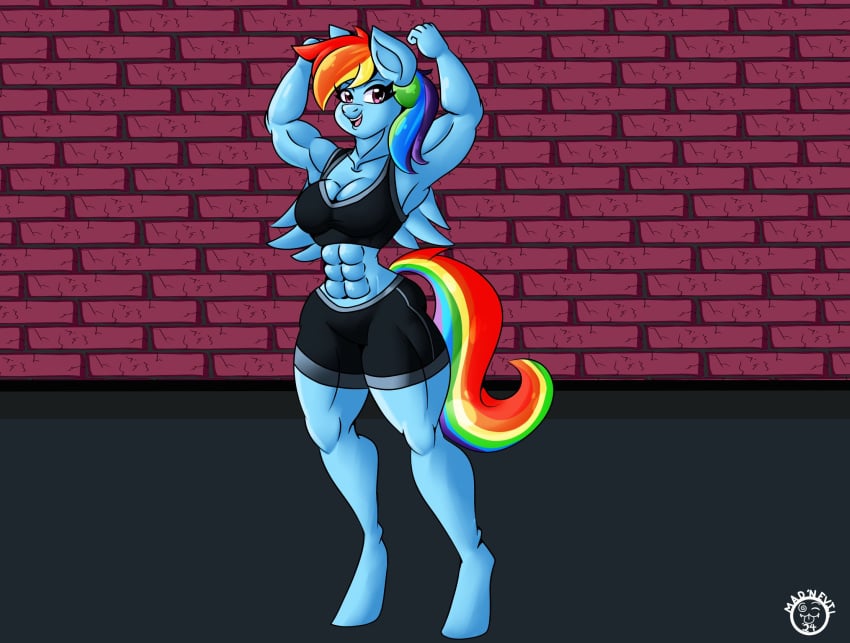 big_breasts breasts cleavage female huge_breasts mad_n_evil my_little_pony rainbow_dash_(mlp) tagme thick_thighs wide_hips