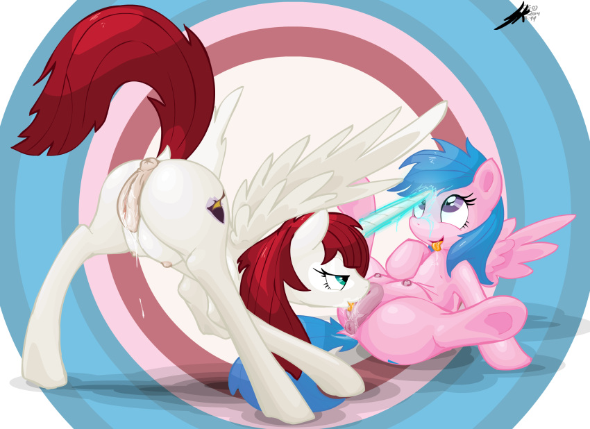 2014 above_average_crotchboobs alicorn anus ass blue_hair crotchboobs cunnilingus cutie_mark duo equine female firefly_(mlp) fur hair hi_res high_resolution highres horn horse lauren_faust_(character) mammal my_little_pony oral oral_sex pegasus pink_fur pony pussy pussy_juice red_hair sex shinekolt spread_legs spreading tongue tongue_out vaginal_penetration white_fur wings yuri