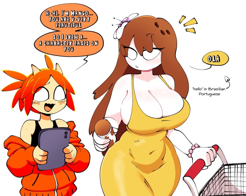 artist_name big_breasts bigger_female coco_(quavernsfw) english_text female male mango_quaver_(male) original original_character portuguese_text quavernsfw smaller_male tablet tagme text twitter_link