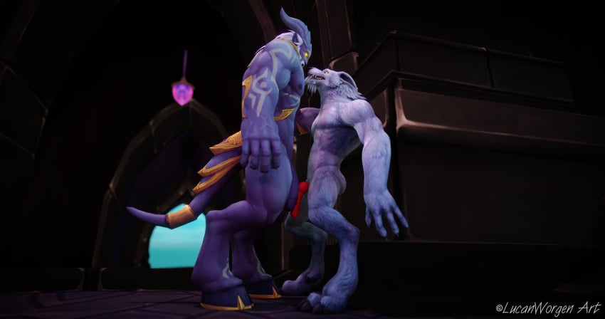 draenei draenei_male male/male sex warcraft worgen world_of_warcraft