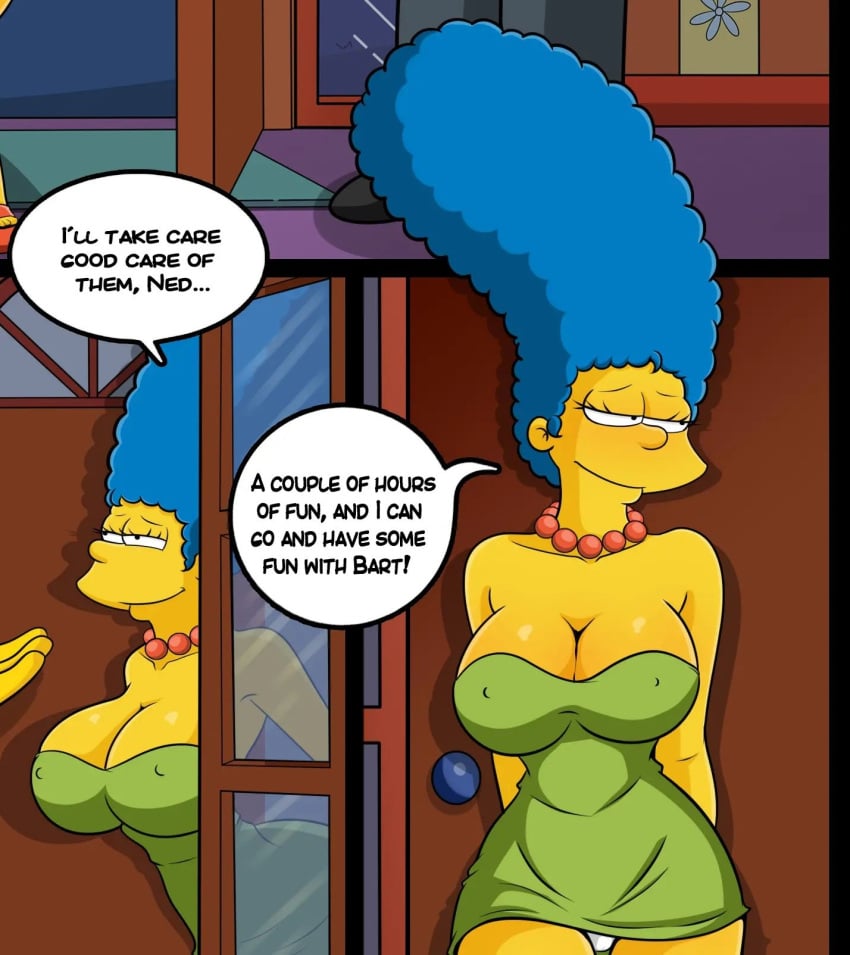 big_ass big_breasts blue_hair croc_(artist) marge_simpson milf the_simpsons yellow_skin