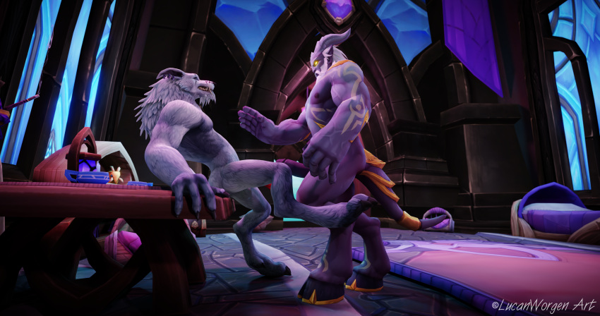 draenei draenei_male male/male sex warcraft worgen world_of_warcraft