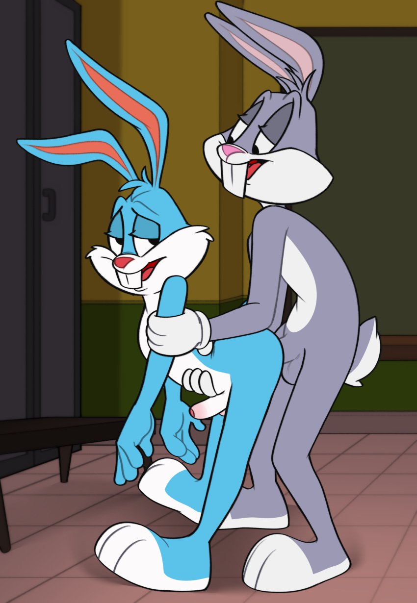 2024 absurd_res anal anal_sex anthro anthro_on_anthro anthro_penetrated anthro_penetrating anthro_penetrating_anthro ass balls blue_body blue_fur buckteeth bugs_bunny buster_bunny duo foreskin fur genitals grey_body grey_fur hairlessboyblunder hi_res lagomorph leporid looking_back looney_tunes male male/male male_penetrated male_penetrating male_penetrating_male mammal multicolored_body multicolored_fur nude open_mouth open_smile penetration penile penile_penetration penis penis_in_ass rabbit sex smile teeth tiny_toon_adventures tiny_toons_looniversity two_tone_body two_tone_fur warner_bros warner_brothers white_body white_fur