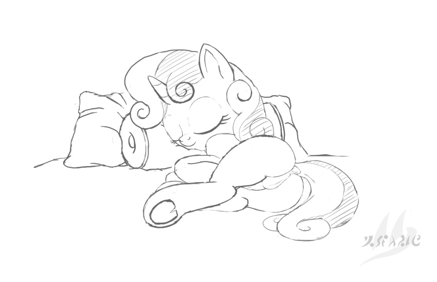 2014 ass bed cutie_mark_crusaders drake_drachenlicht equine friendship_is_magic hair_on_head horn horse mammal my_little_pony pillow pony pussy sleeping sweetie_belle_(mlp) unicorn young