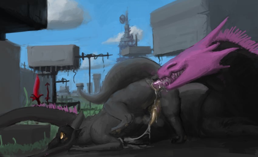 anal animal_genitalia ass bodily_fluids corvidtree cum cumshot deep_rimming dragon dripping duo ejaculation feral feral_on_feral genital_fluids genitals hi_res landscape lizard lizard_(rain_world) male male/male musk mythological_creature mythological_scalie mythology oral paws penis pink_lizard_(rain_world) presenting presenting_hindquarters rain_world reptile rimming saliva saliva_drip scalie sex slayer_(corvidtree) slugcat tapering_penis tongue tongue_out videocult