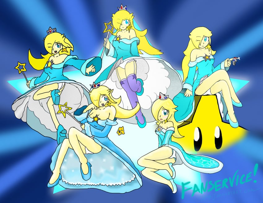 female human mario_(series) nintendo panties princess_rosalina skirt_lift stockings super_mario_galaxy white_panties xero-j