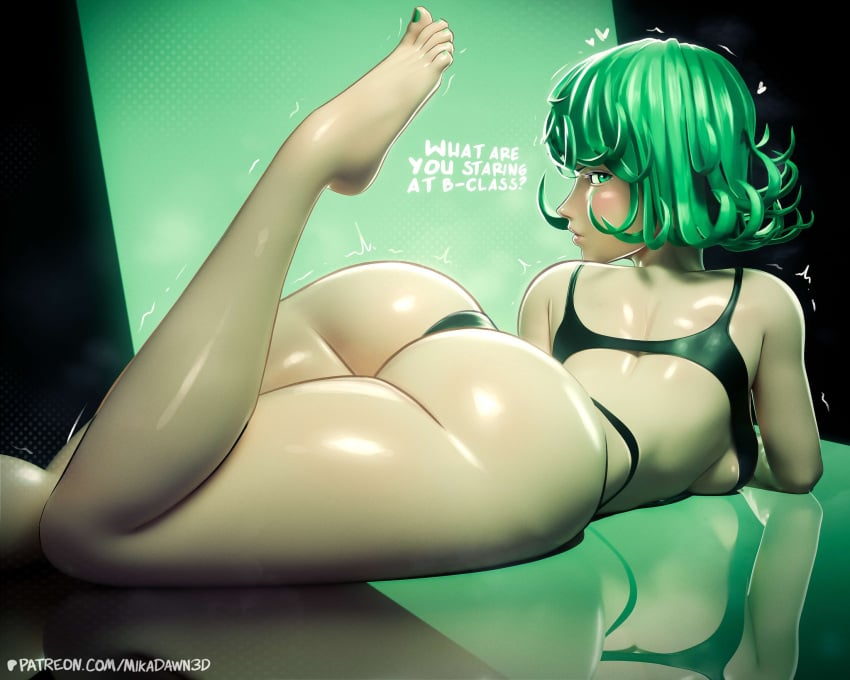 ass feet feet_up looking_at_viewer looking_back mikadawn one-punch_man tagme tatsumaki text