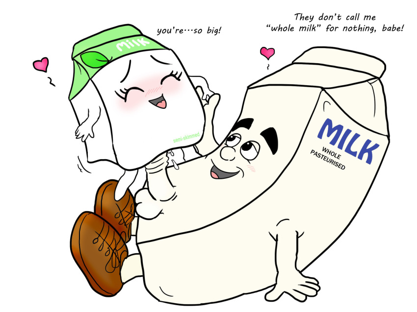 4chan anthro blush color cowgirl_position drink english_text food food_groupie furry happy happy_sex inanimate love mascot melvin_milk milk milk_carton milky no_humans on_back penetration penis personification sex shoes size_difference straight testicles text vaginal_penetration