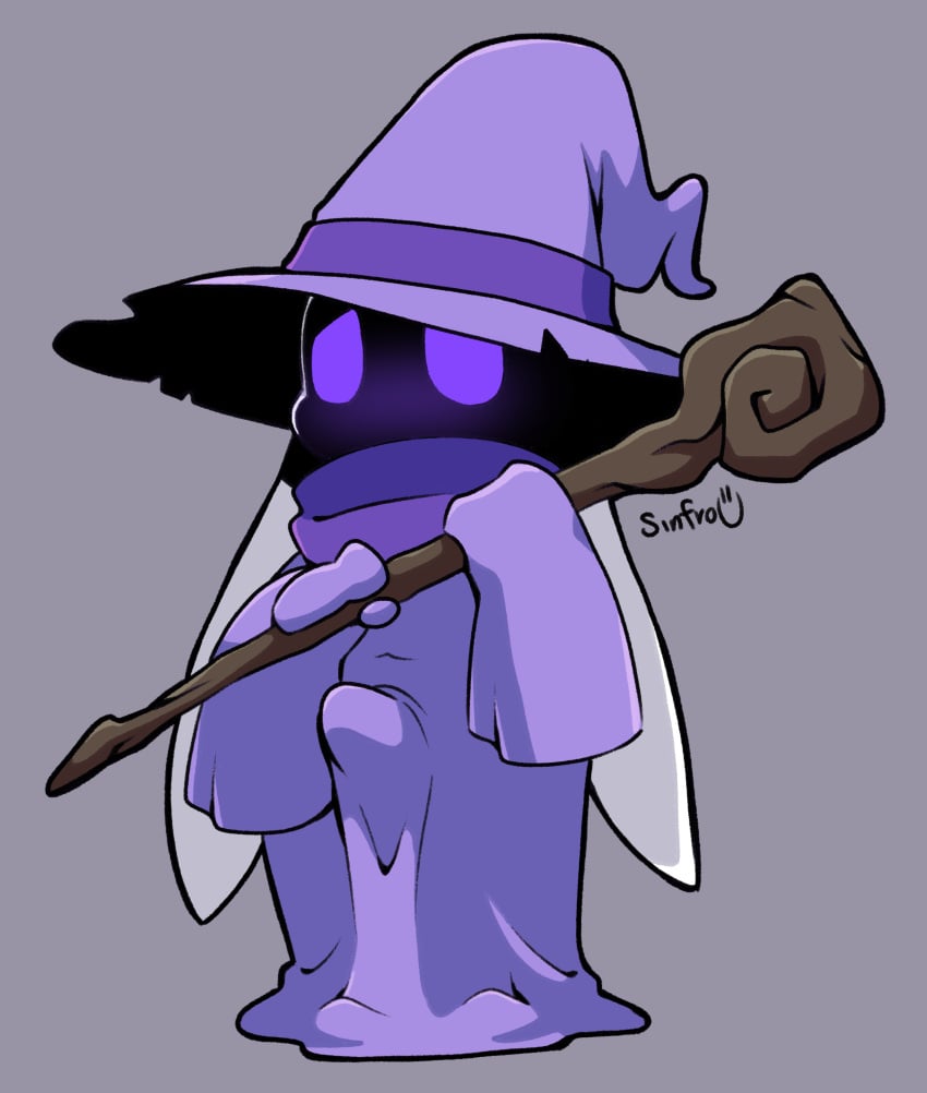 absurd_res alien ambiguous_gender aroused cel_shading clothing erection floppy_ears grey_background hat headgear headwear hi_res long_ears magic_user nue_stargazer purple_eyes robe scarf shaded shadow_face shy simple_background sinfrou slight_blush solo staff witch_hat